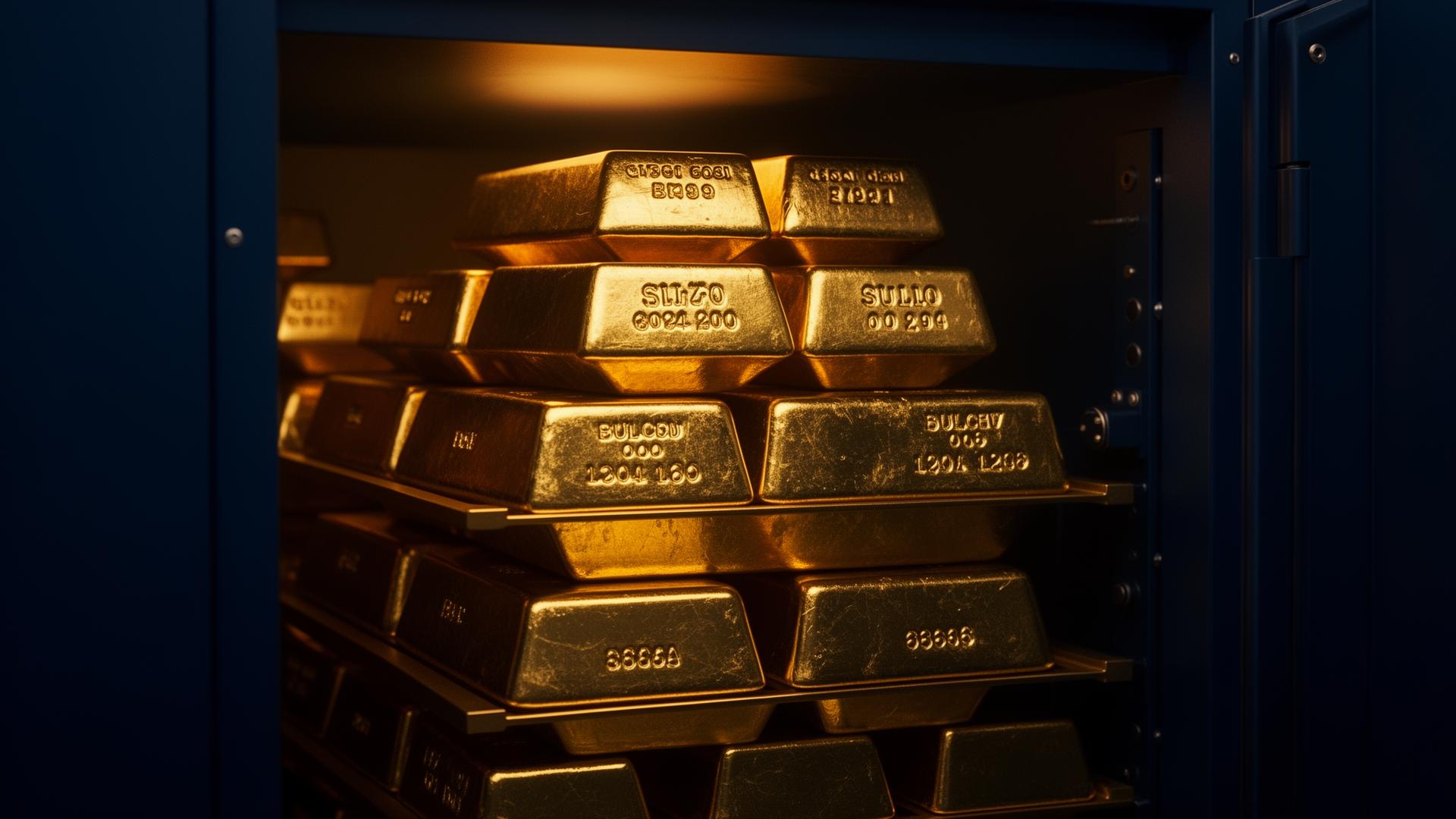Gold bars in a vault